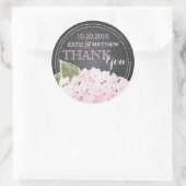 Roze Hydrangea Chalkboard Modern Dank je Label (Tas)
