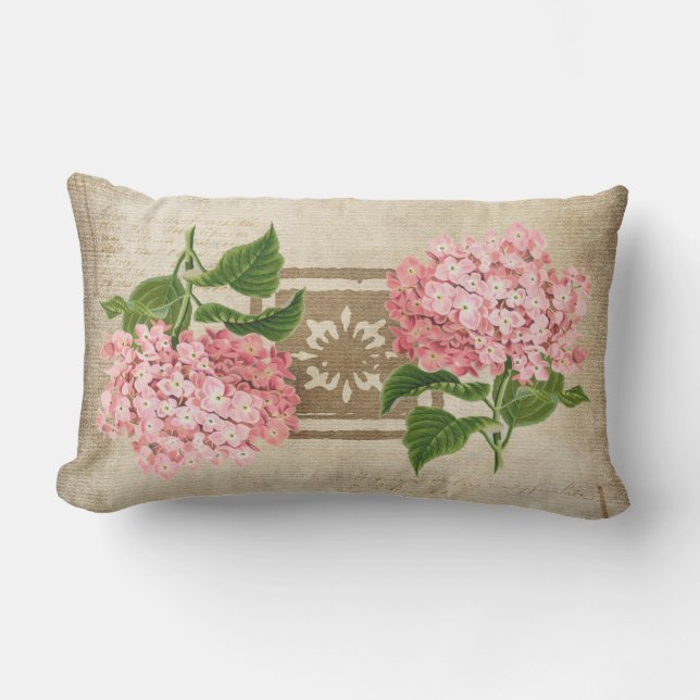 Roze Hydrangea Clusters Patio Buitenkussen (Voorkant)