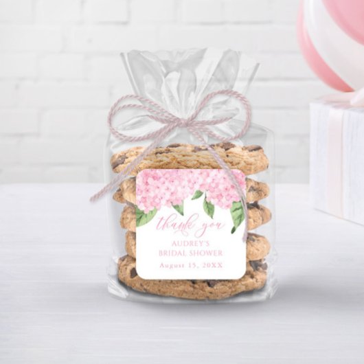 Roze Hydrangea Dank u Gepersonaliseerd Vrijgezelle Vierkante Sticker