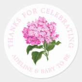 roze Hydrangea dank u voor uw gunst Ronde Sticker (Voorkant)