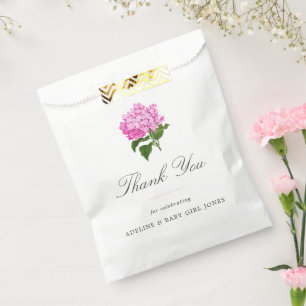Roze Hydrangea Elegante Baby Jongen Douche Bedankzakje