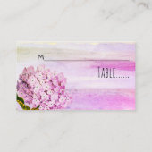 Roze hydrangea floral bruiloft escort card plaatskaartje (Achterkant)