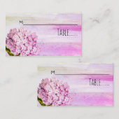 Roze hydrangea floral bruiloft escort card plaatskaartje (Voorkant / Achterkant)