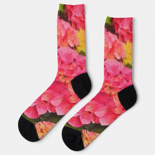 Roze Hydrangea Flower Art Crazy Sokken (Links)