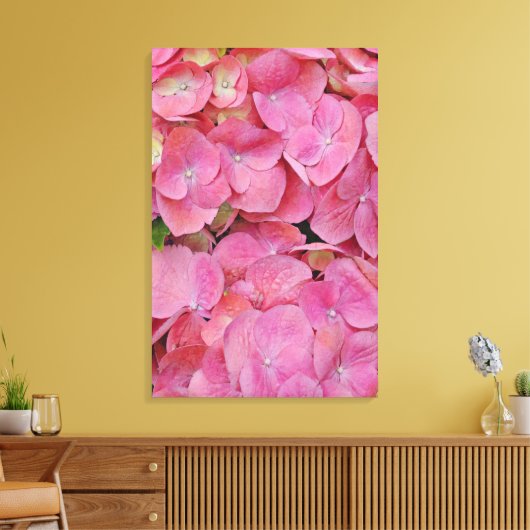 Roze hydrangea Flowers Canvas Afdruk (Insitu (Woonkamer))