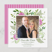 Roze Hydrangea foto Save The Date (Voorkant / Achterkant)