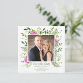 Roze Hydrangea foto Save The Date (Staand voorkant)