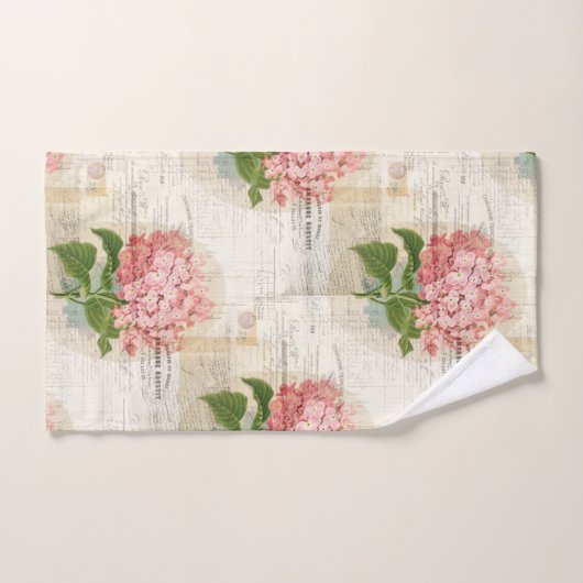 Roze Hydrangea Franse doekset Bad Handdoek (Handdoek)