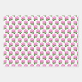 Roze Hydrangea Gingham en Polka Dot Patroon Inpakpapier Vel (Voorkant)