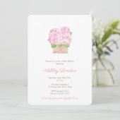 Roze Hydrangea Girl Baby shower Kaart (Staand voorkant)