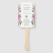 Roze Hydrangea Huwelijksprogramma Handwaaier (Voorkant)