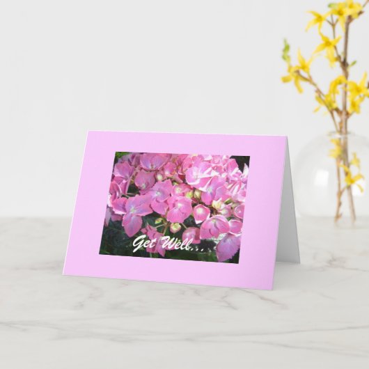 Roze hydrangea kaart (Gele Bloem)