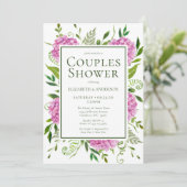 Roze Hydrangea Koppels Bruiloftfeest Kaart (Staand voorkant)