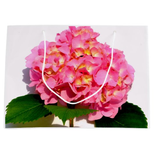 Roze hydrangea large cadeauzakje (Voorkant)