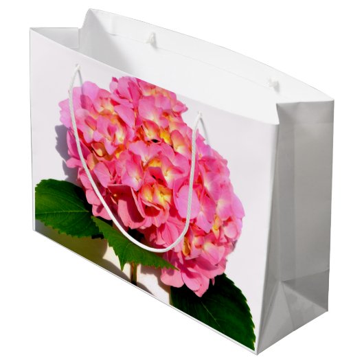 Roze hydrangea large cadeauzakje (Achterkant Gekanteld)