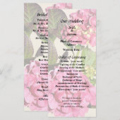Roze hydrangea met lederweddenschap programma (Voorkant / Achterkant)