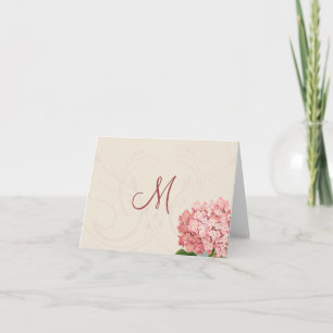  Roze Hydrangea Monogram Notitiekaarten