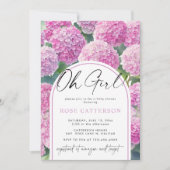 Roze Hydrangea Oh Meisje Baby shower Kaart (Voorkant)