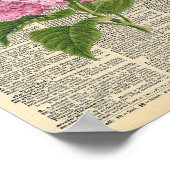 roze hydrangea op een woordenboek poster (Hoek)