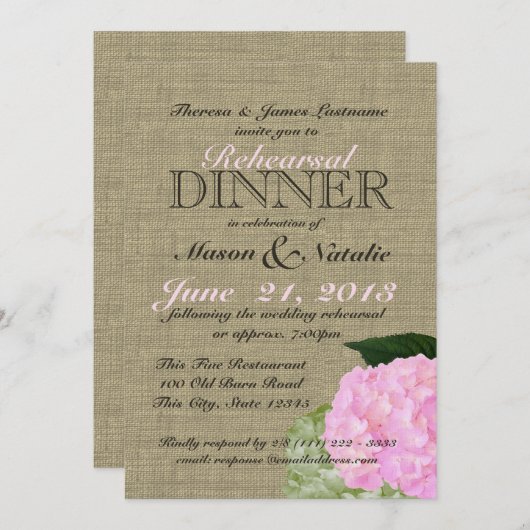 Roze Hydrangea repetitie diner 5x7 Kaart (Voorkant / Achterkant)