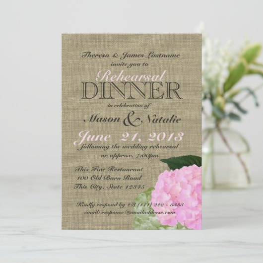 Roze Hydrangea repetitie diner 5x7 Kaart (Staand voorkant)