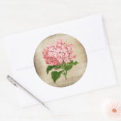 Roze Hydrangea Ronde Sticker (Envelop)