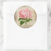 Roze Hydrangea Ronde Sticker (Tas)