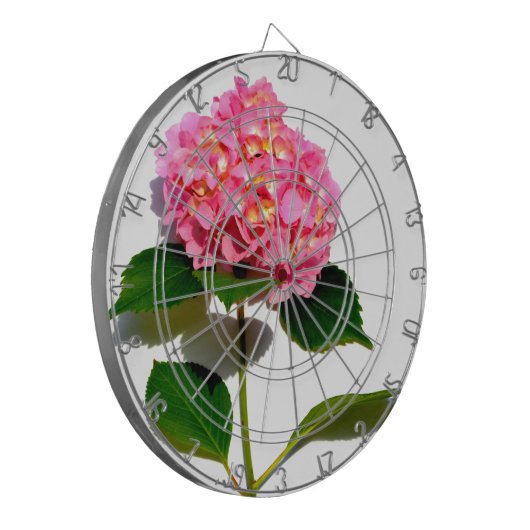 Roze Hydrangea roze bloemen roze rozen Dartbord (Voorkant Links)