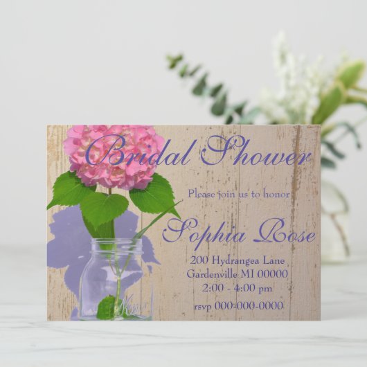 Roze hydrangea roze florroze bloem kaart (Staand voorkant)