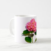 Roze hydrangea roze florroze bloem koffiemok (Voorkant links)