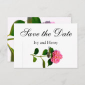 Roze hydrangea roze florroze bloem save the date (Voorkant / Achterkant)