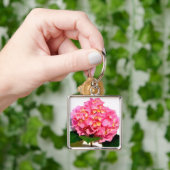 Roze hydrangea roze florroze bloem sleutelhanger (Hand)