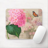  Roze Hydrangea  Shabby Mousepad Muismat (Met muis)