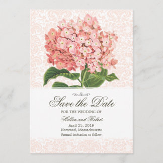  roze hydrangea sparen de datum save the date
