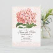 roze hydrangea sparen de datum save the date (Staand voorkant)