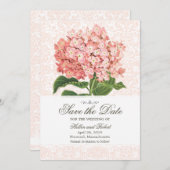  roze hydrangea sparen de datum save the date (Voorkant / Achterkant)