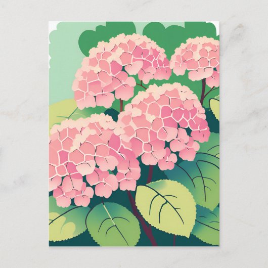 Roze Hydrangea Struik Briefkaart (Voorkant)