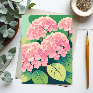 Roze Hydrangea Struik Briefkaart