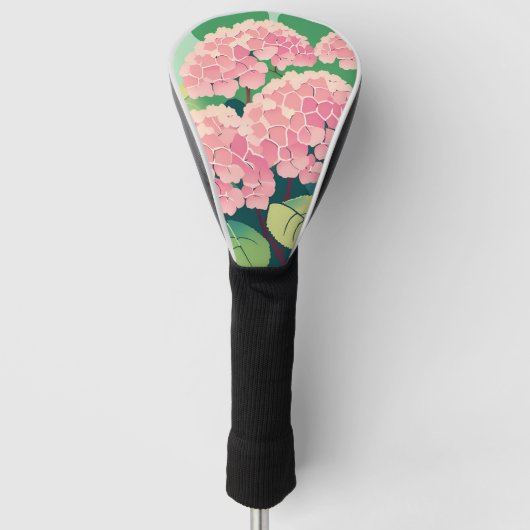 Roze Hydrangea Struik Golfheadcover (Voorkant)