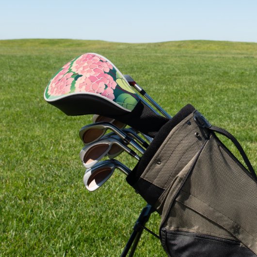 Roze Hydrangea Struik Golfheadcover (Insitu)