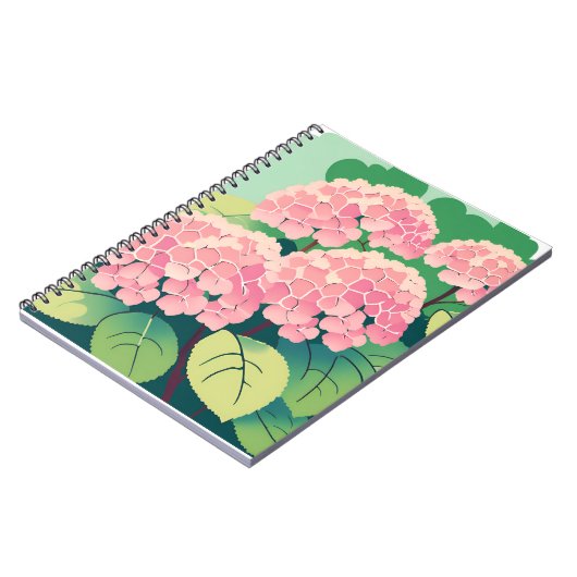 Roze Hydrangea Struik Notitieboek (Linkerzijde)