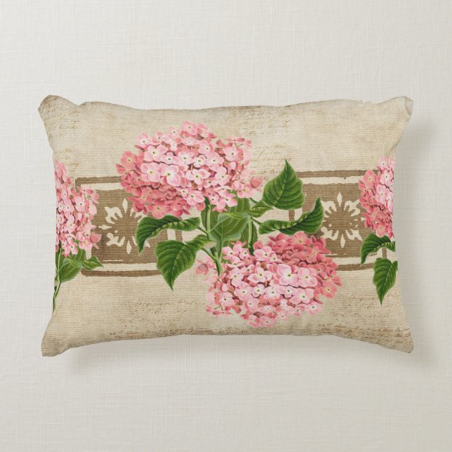 Roze Hydrangea Trossen Accent Kussen (Voorkant)