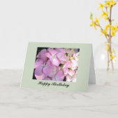 Roze Hydrangea Verjaardag Kaart (Gele Bloem)