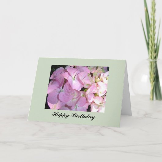 Roze Hydrangea Verjaardag Kaart (Voorkant)