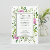 Roze Hydrangea Verlovingsfeest Kaart (Staand voorkant)