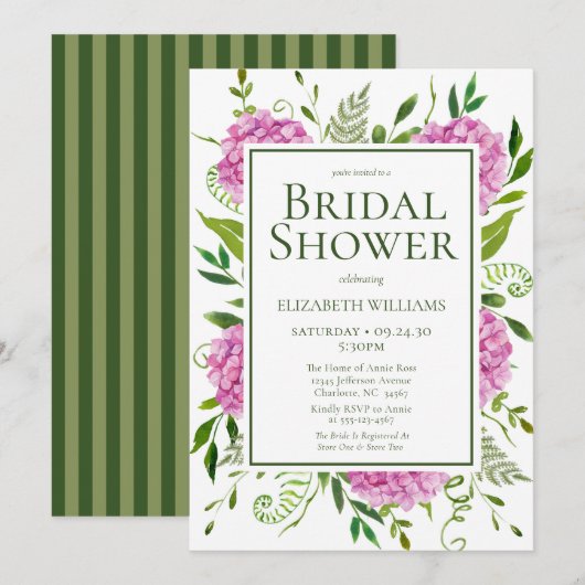 Roze Hydrangea Vrijgezellenfeest Kaart (Voorkant / Achterkant)