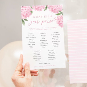 Roze Hydrangea Wat zit er in je tas spel Kaart