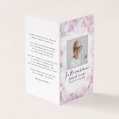 Roze Hydrangea Waterverf Begrafenis Gebed Visitekaartjes (Buitenkant)