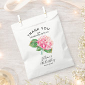 Roze Hydrangea Waterverf Floral Bedankzakje (Geknipt)