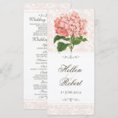 Roze Hydrangea Wedding Ceremony Programma (Voorkant / Achterkant)